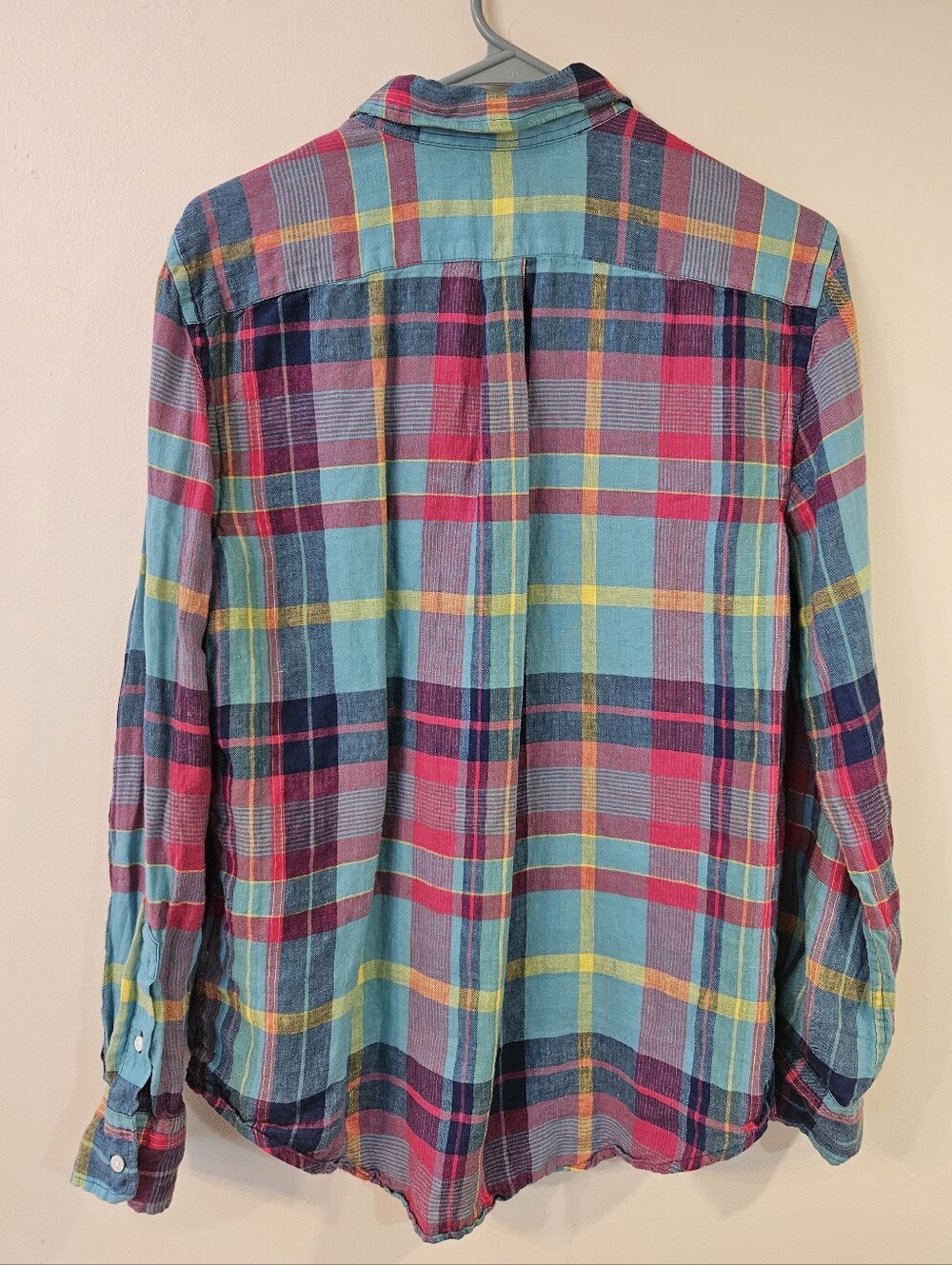 Women's POLO Ralph Lauren Linen Plaid Button Down Medium - Picture 2 of 6